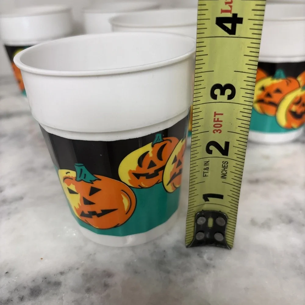 Halloween Tumbler Cups Lot Of 8 Vintage Jack O‎ Lantern Pumpkin
